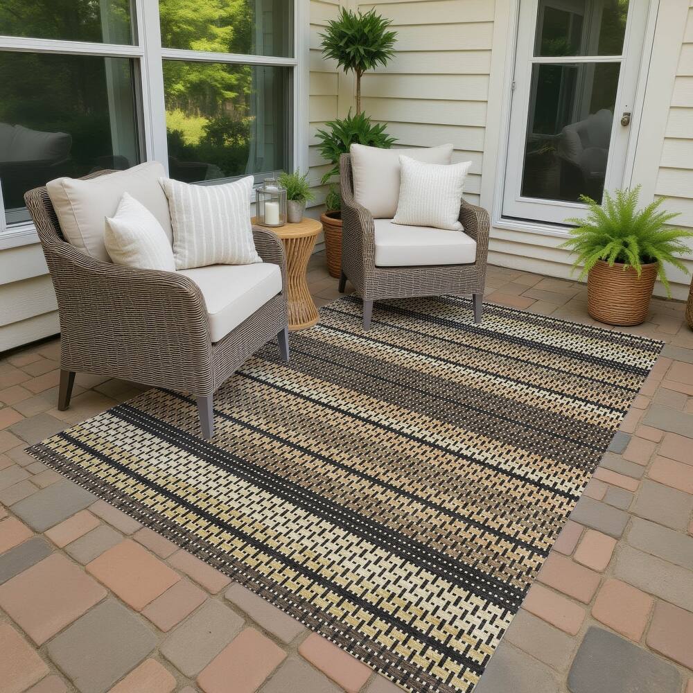 Machine Washable Indoor/ Outdoor Boho Stripe Chantille Rug