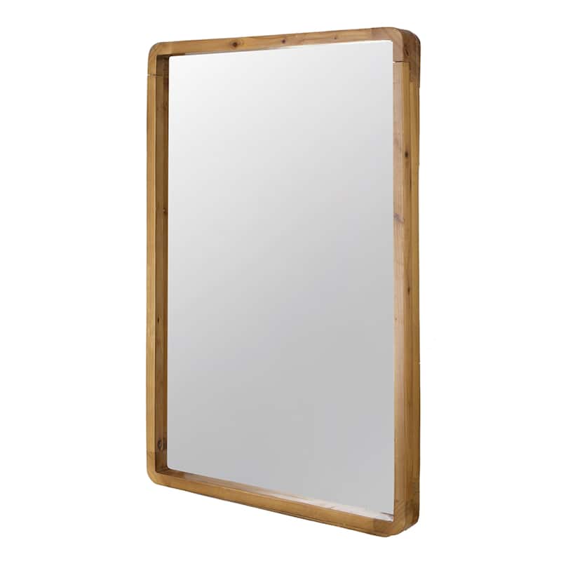 Farmhouse Style Wooden Rectangular Wall Mirror - 35.5"