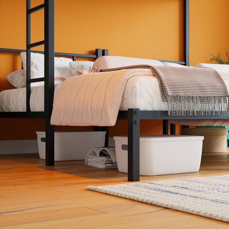 Detachable Twin Size Bunk Bed for 3, Metal Triple Bed Frame, Heavy Duty Metal Slat, Noise Free, No Boxing Spring Needed