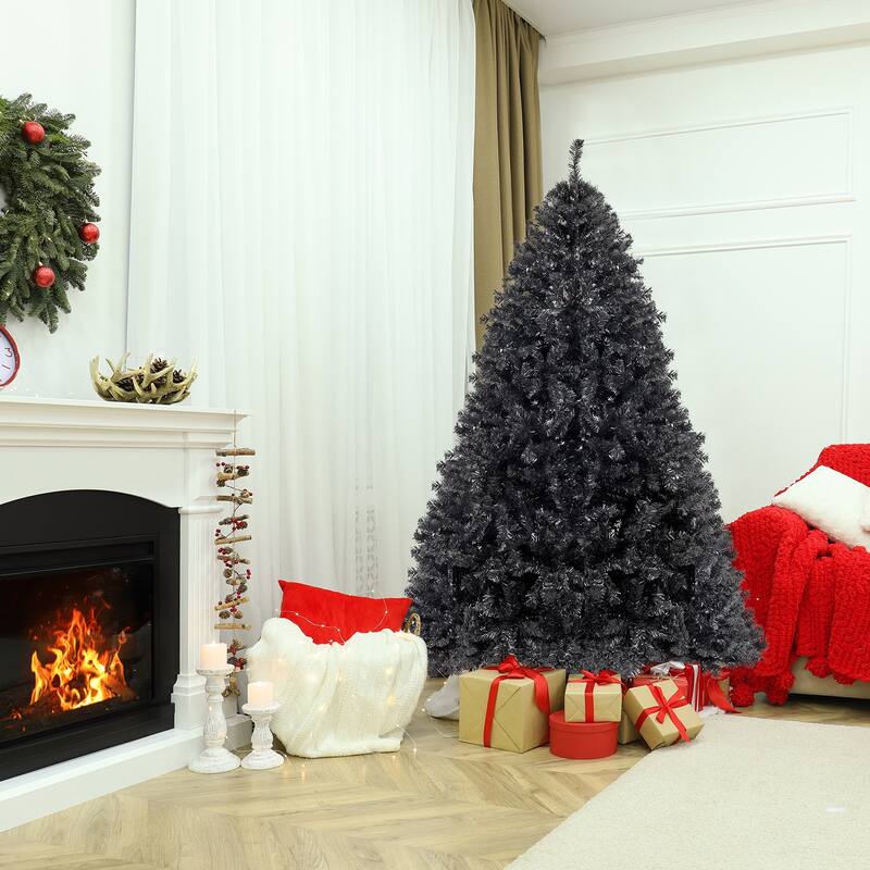 6ft Black PVC Christmas Tree with 1050 Branches and Metal Stand Perfect Holiday Centerpiece - 6-Feet