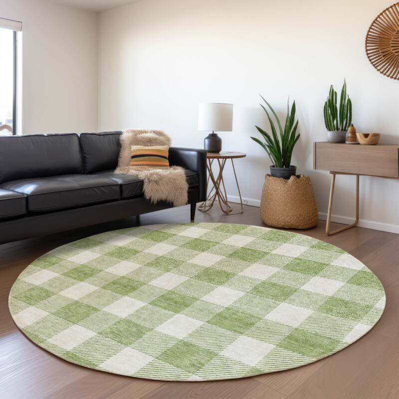 Premium Washable Super Soft Plaid Mayfield Rug - Aloe - 8' x 8'