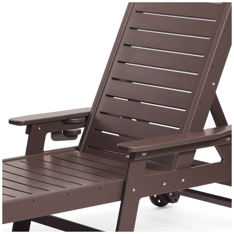 Brighton Outdoor 2-Piece Poly Reclining Chaise Set with Wheels & Cup Holder