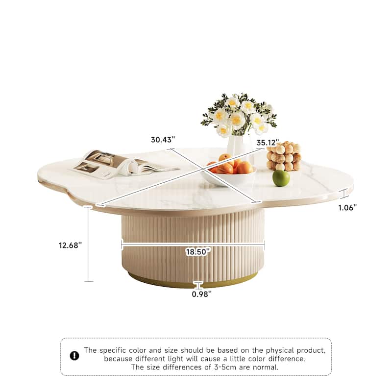 JASIWAY Slate Coffee Table with Manufactured Wood Base,White