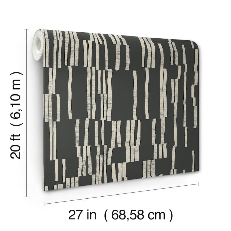 Koso Black and Taupe Premium Peel and Stick Wallpaper