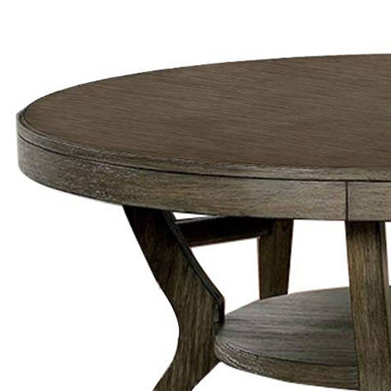 48 Inch Wooden Round Dining Table with Angled Legs, Brown