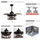 preview thumbnail 8 of 11, 36" Industrial Retractable 3-Blade Ceiling Fan Chandelier with Remote - 36-in