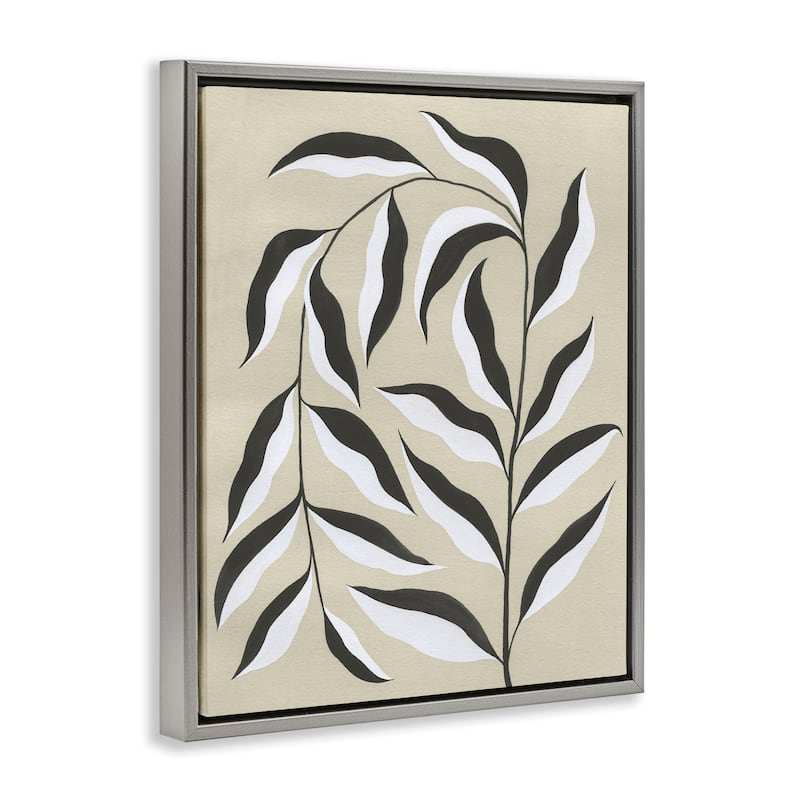 Stupell Natural Curved Vegetation Framed Floater Canvas Wall Art Design By Grace Popp