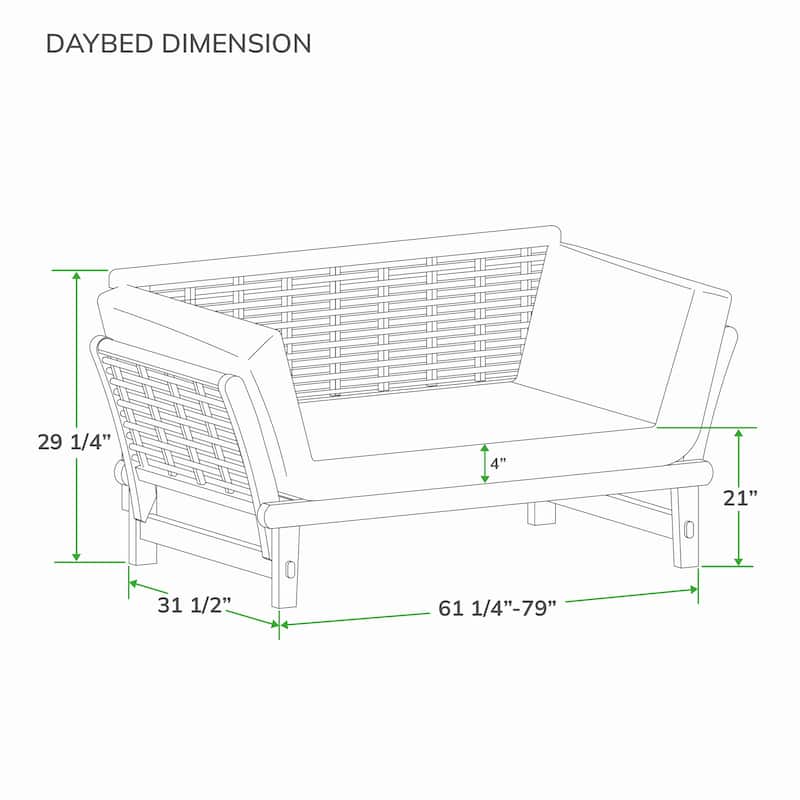 Cambridge Casual Auburn Teak Outdoor Sofa Daybed with Sunbrella Cushion