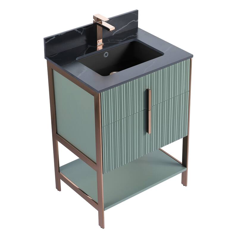 Fine Fixtures Serenity Modern Bathroom Vanity with Black Sintered Stone Top