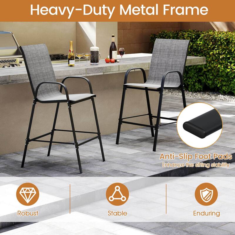 Costway 2 PCS Outdoor Bar Stools 29" Fabric Bar Height Stools with - See Details