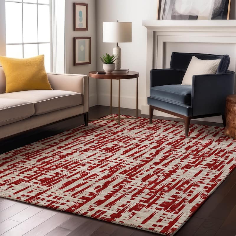 Premium Washable Super Soft Abstract Weave Mayfield Rug - Red - 9' x 12'