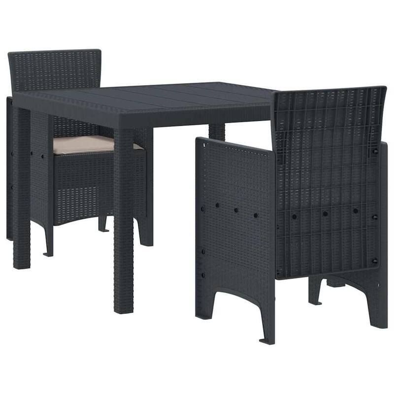 vidaXL Garden Dining Set 3/5 pcs Anthracite/Brown Polt rattan - 100 x 100 x 73 cm