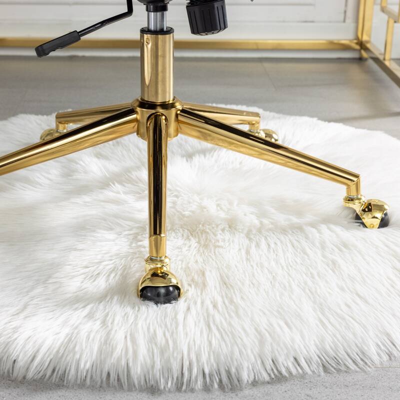 Velvet Upholstered Tufted Button Home Office Chair, Adjustable Wingback Armless Desk Chair, Swivel Vanity Chair with Metal Base