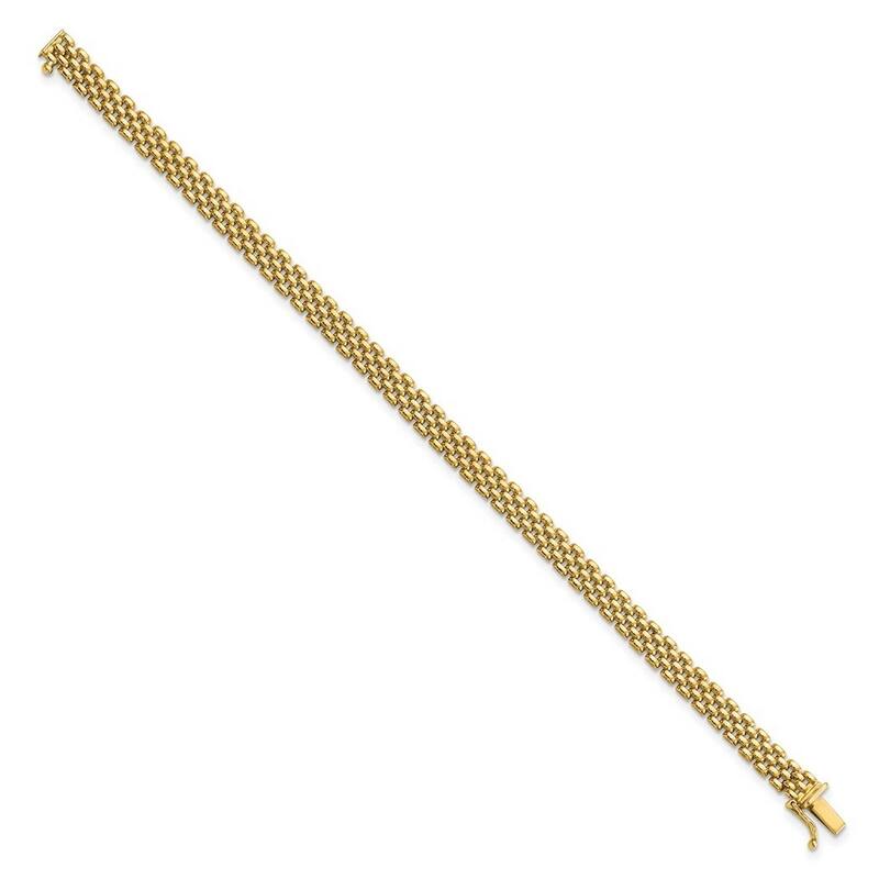 Curata 14k Yellow Gold 7.5" 6mm 5-row Panther Link Bracelet - Slide Insert Clasp