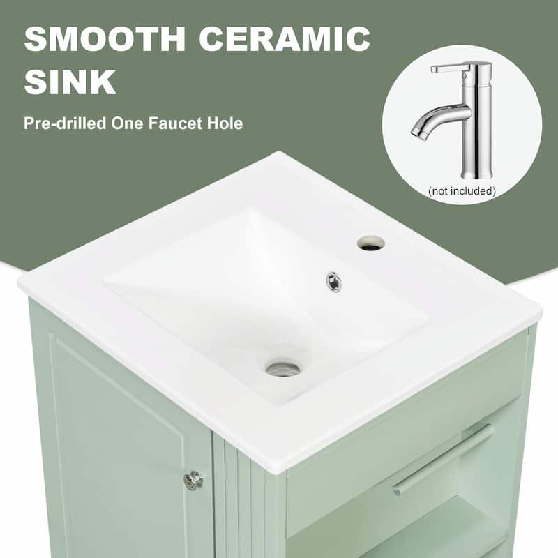 20" Freestanding Bathroom Vanity with Ceramic Sink