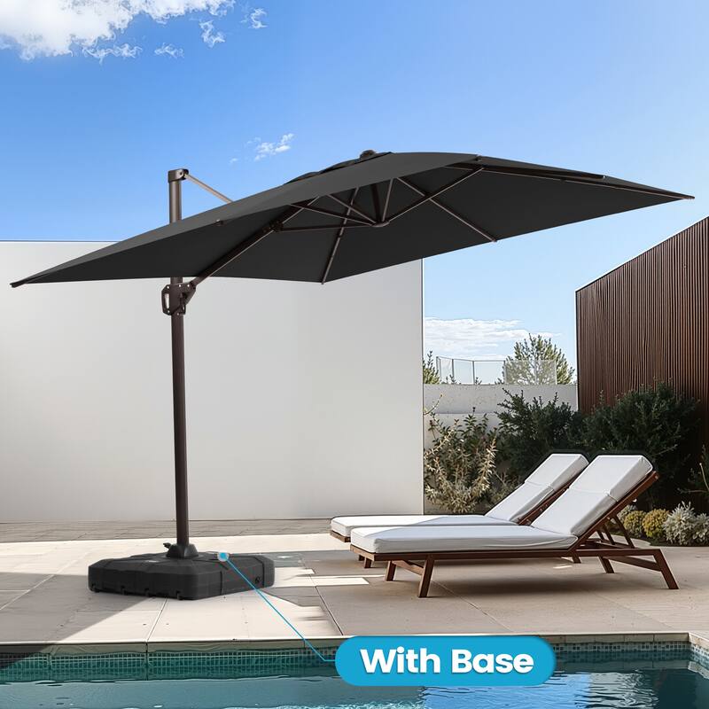 Outdoor 11 x 9 FT Patio 360 Degree Rotation Cantilever Umbrella with Base