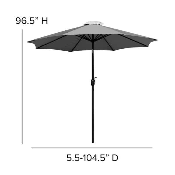 dimension image slide 0 of 8, 9 FT Round Umbrella - 1.5" Diameter Aluminum Pole - Crank and Tilt Function