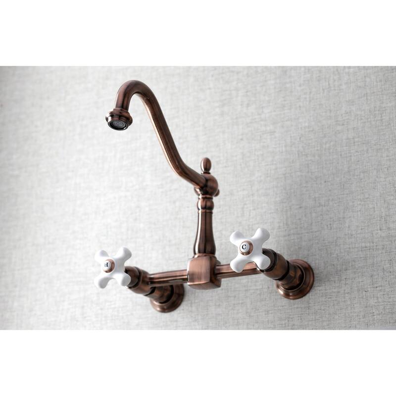 Heritage Two-Handle Wall Mount Bridge Kitchen Faucet