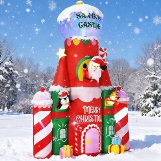 Festive 10ft Inflatable Christmas Candy Castle with LED Lights and ...