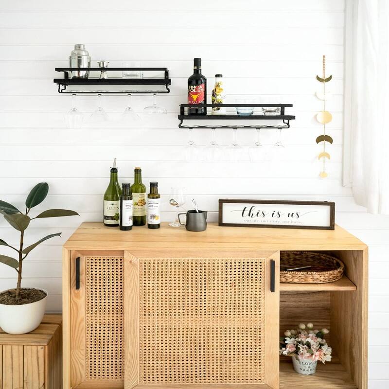 Wall Mounted Wine Rack Set of 2 - 16.9"D x 6.3"W x 5.1"H