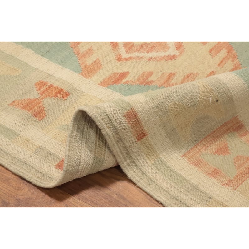 Hand Woven Oriental 100% Wool Carpet Southwestern Tribal Navy Blue & Blues Kilim Runner Rug - 10' 0'' X 2' 9''