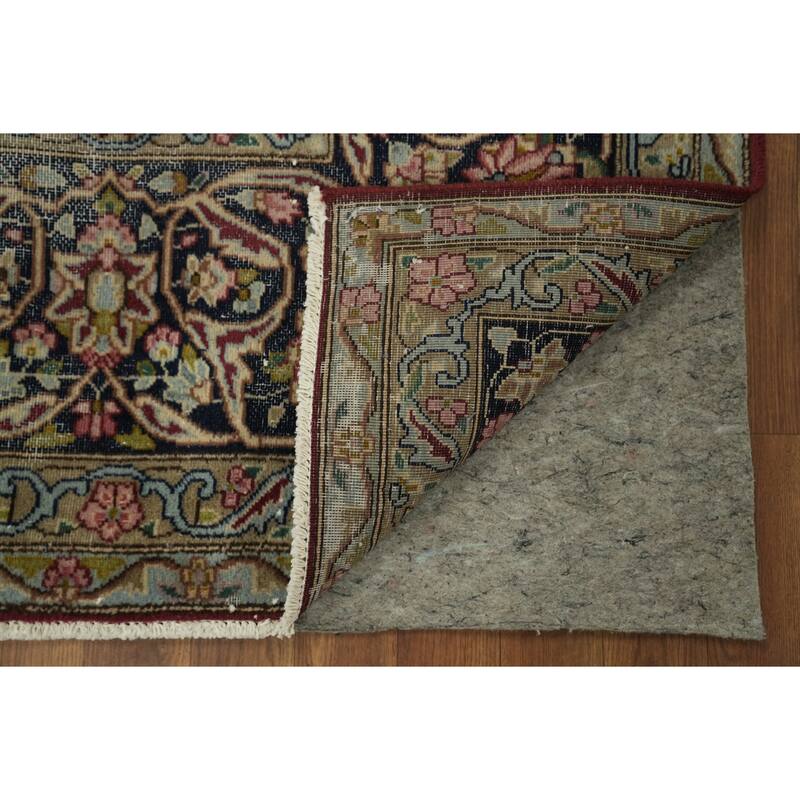 Hand Knotted Oriental 100% Wool Carpet Traditional Floral Red Kerman Area Rug - 12' 10'' X 9' 7''