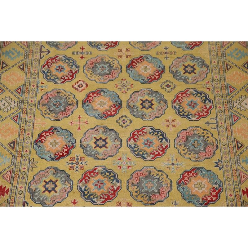 Geometric Kazak Area Rug Hand-Knotted Wool Carpet - 6'11" x 10'7"