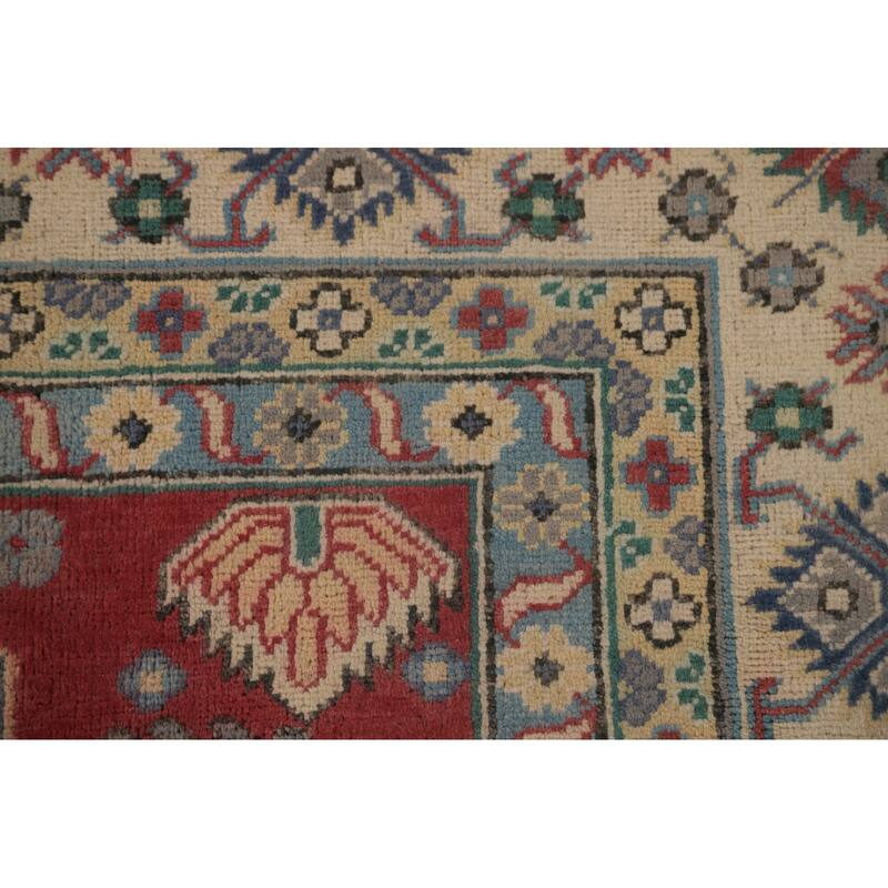 Traditional Red Kazak Area Rug Hand-Knotted Wool Carpet - 8'1" x 9'11"