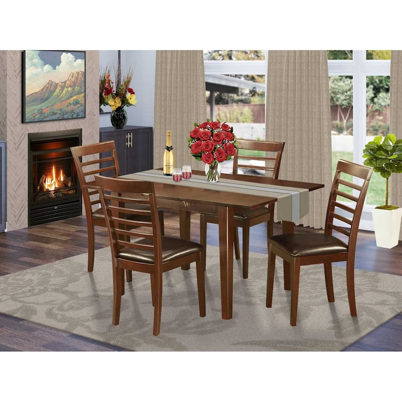 HomeStock 5-Pc Mahogany Finish Solid Wood Top - Dining Room Set - Seats 4