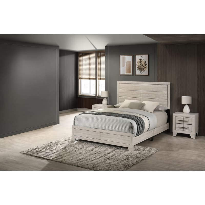 Best Quality Rustic Gray Oak Panel Bedroom Sets - Rustic Gray - Eastern King - 3 Piece