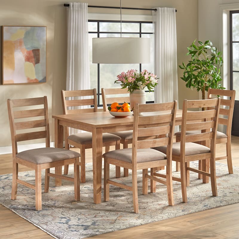 Lifestorey Peggy Dining Set - 7-Piece Weathered Light Oak