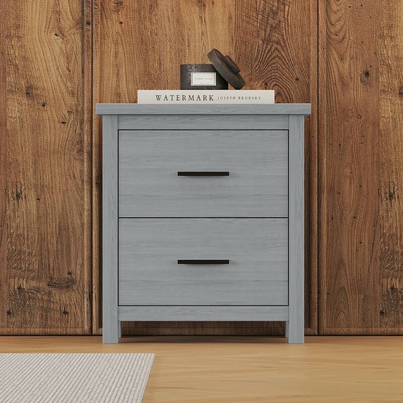 Vintage Wood Two Drawer Nightstand