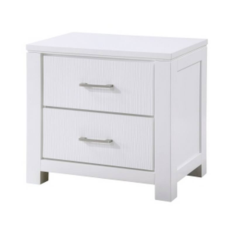 White/Chrome 2 Drawer 17 in. W Nightstand with Sturdy Hardware and Ample Storage