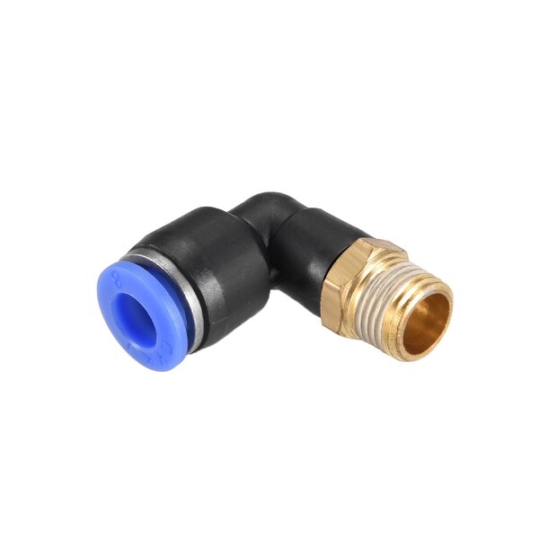 PL8-01 Push to Connect Tube Fitting, 5/16" Tube OD x 1/8" G Thread Blue 5pcs - 5pcs 5/16" OD x 1/8" G
