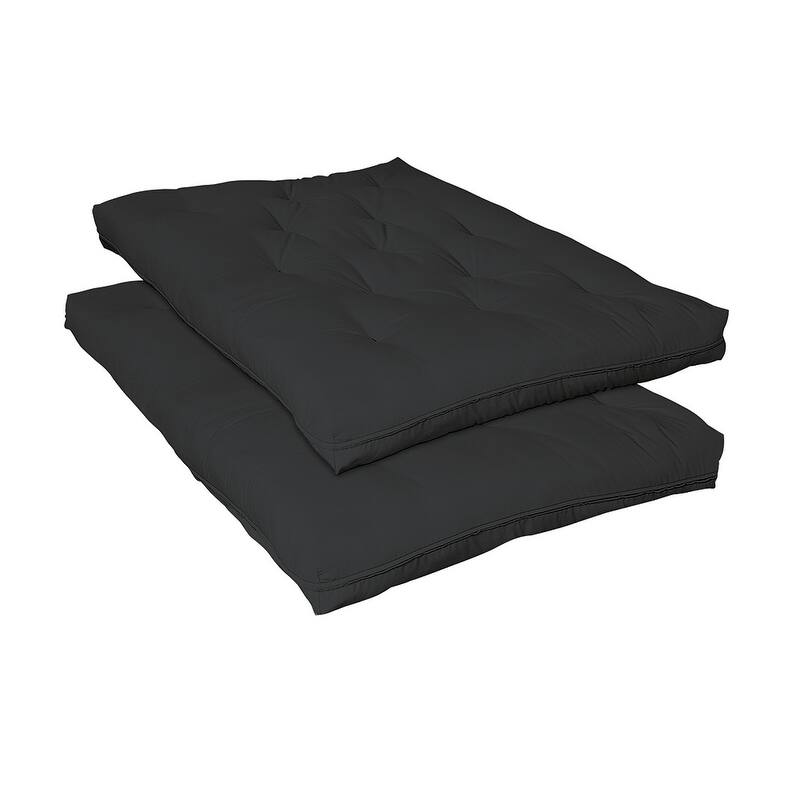 Black 7.5" Tufted Deluxe Innerspring Futon Pad - Black - Full