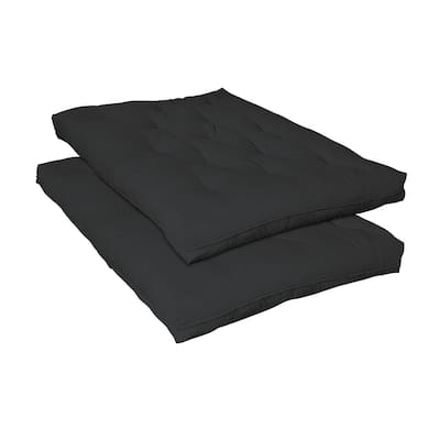 Black 7.5" Tufted Deluxe Innerspring Futon Pad
