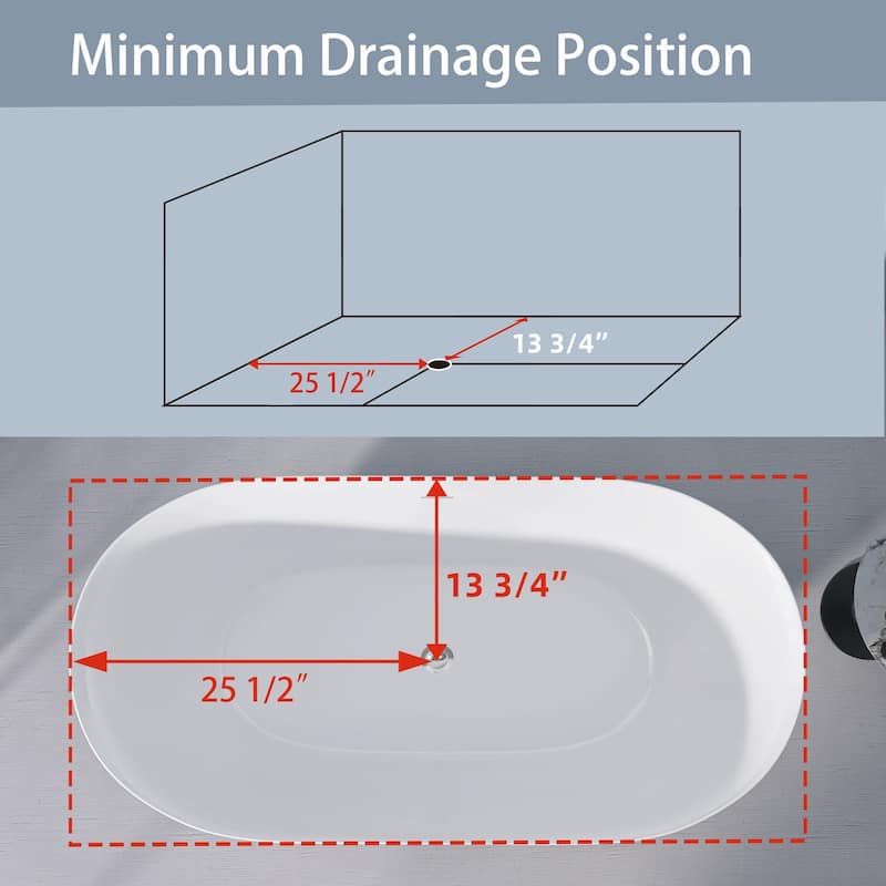 51 in./ 59 in./ 67 in. Acrylic Freestanding Soaking Bathtub with Drain and Adjustable Support Legs
