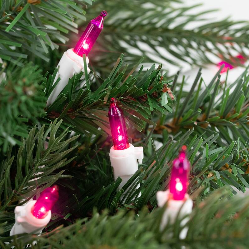 Mini Incandescent Christmas Lights - Pink - 20.25' White Wire - 100ct