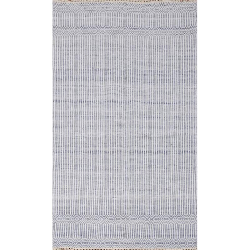 Hand Woven Oriental 100% Wool Carpet Traditional Geometric Multi-Colored Durrie-Kilim Area Rug - 8' 1'' X 5' 0''