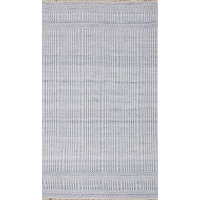 Hand Woven Oriental 100% Wool Carpet Traditional Geometric Multi-Colored Durrie-Kilim Area Rug - 8' 1'' X 5' 0''