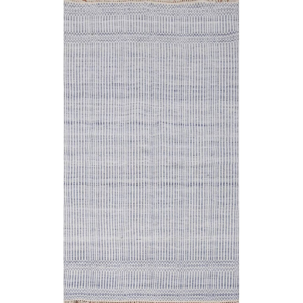 Hand Woven Oriental 100% Wool Carpet Traditional Geometric Multi-Colored Durrie-Kilim Area Rug - 8' 1'' X 5' 0''