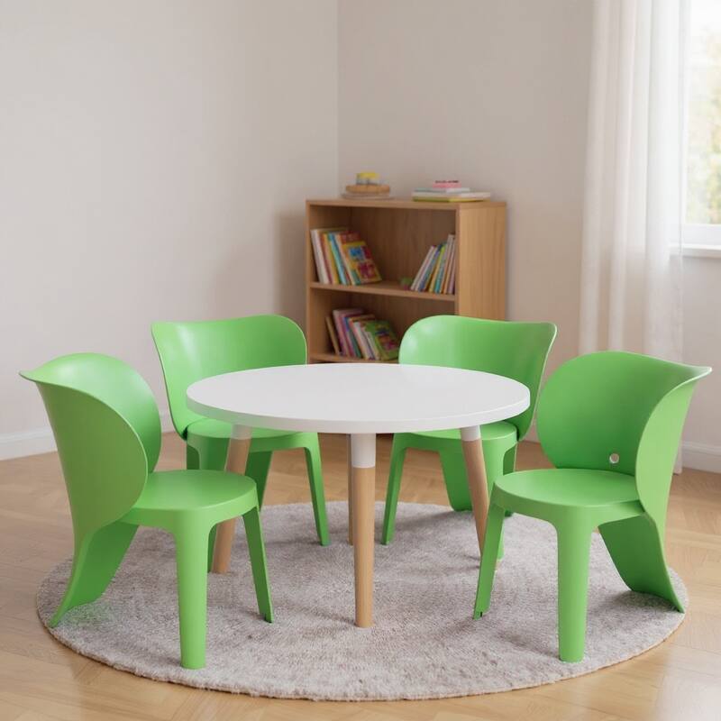HomeRoots Set Of Four Green Heavy Duty Plastic Juvenile Chairs - 15.70 in. x 21.90 in. x 18.90 in. - Green - 15.70 in. x 21.90 in. x 18.90 in.