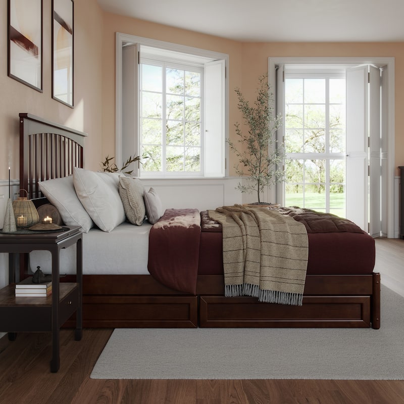 Everett Platform Bed with Panel Footboard and Storage Drawers