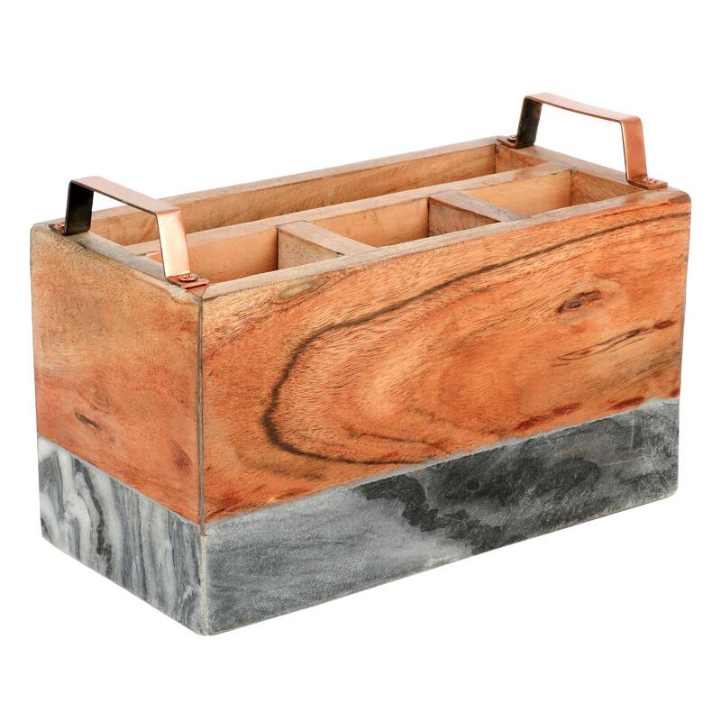 Laurie Gates California Designs Marble and Wood Salad Server Holder - Multi