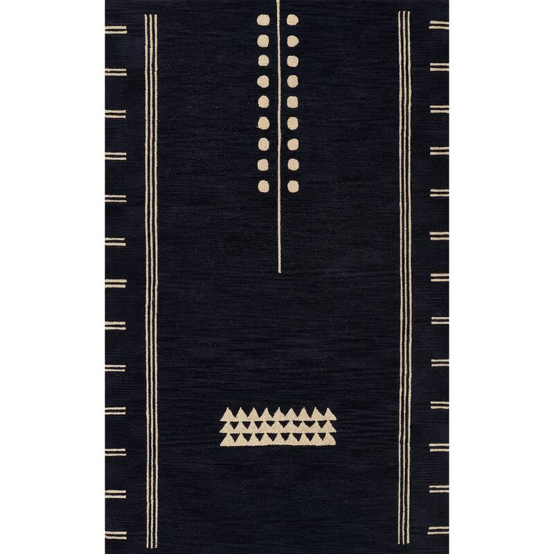 Momeni Simba Navy Geometric Wool Area Rug - 8' X 10' - Navy