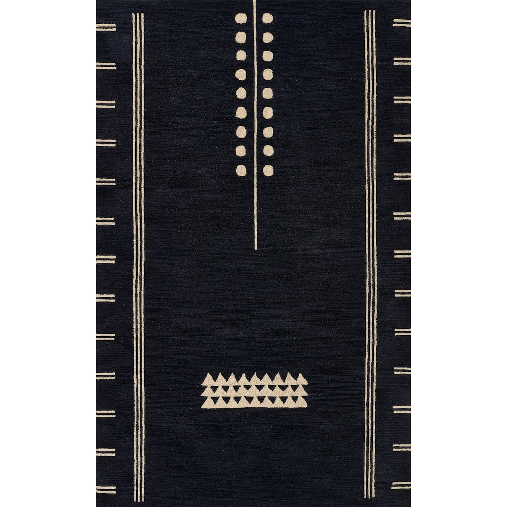 Momeni Simba Navy Geometric Wool Area Rug