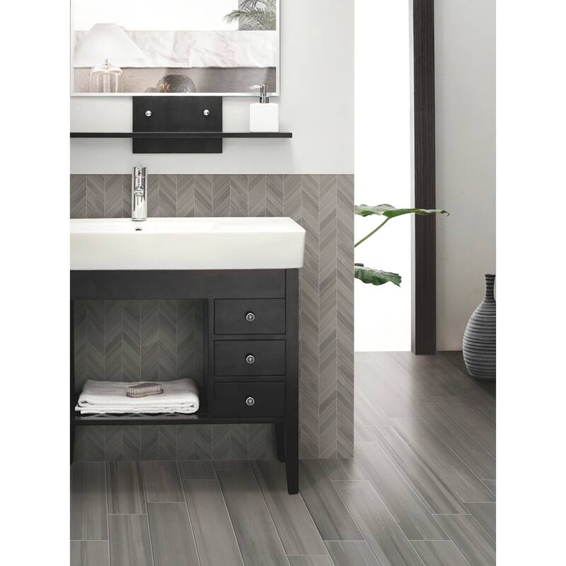 Ackland AKNPTGLA3.5X24M-BN Glacis 24" x 4" Matte Porcelain Thin-Set - Slate