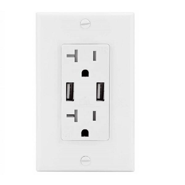 Shop White 4 2a High Speed Dual Usb Charger Outlet 20a Receptacle W Wall Plate Tamper Resistant Fast Charging Electrical 10 Pack Overstock 28712260