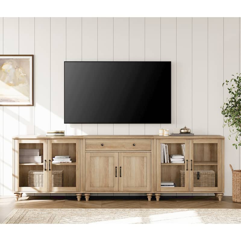 Farmhouse TV Stand with Doors and Drawer﻿