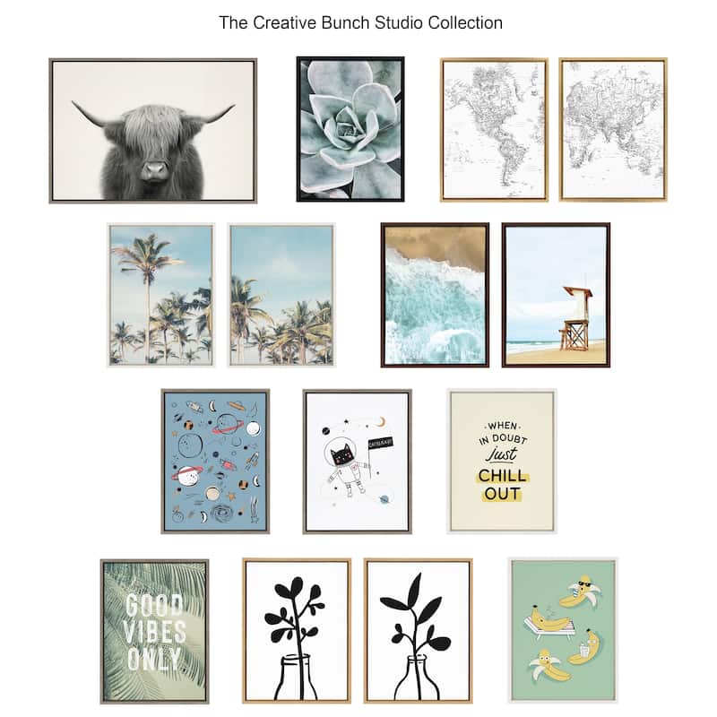 Kate and Laurel Sylvie Mid Century Modern Retro Tree Framed Canvas by The Creative Bunch Studio